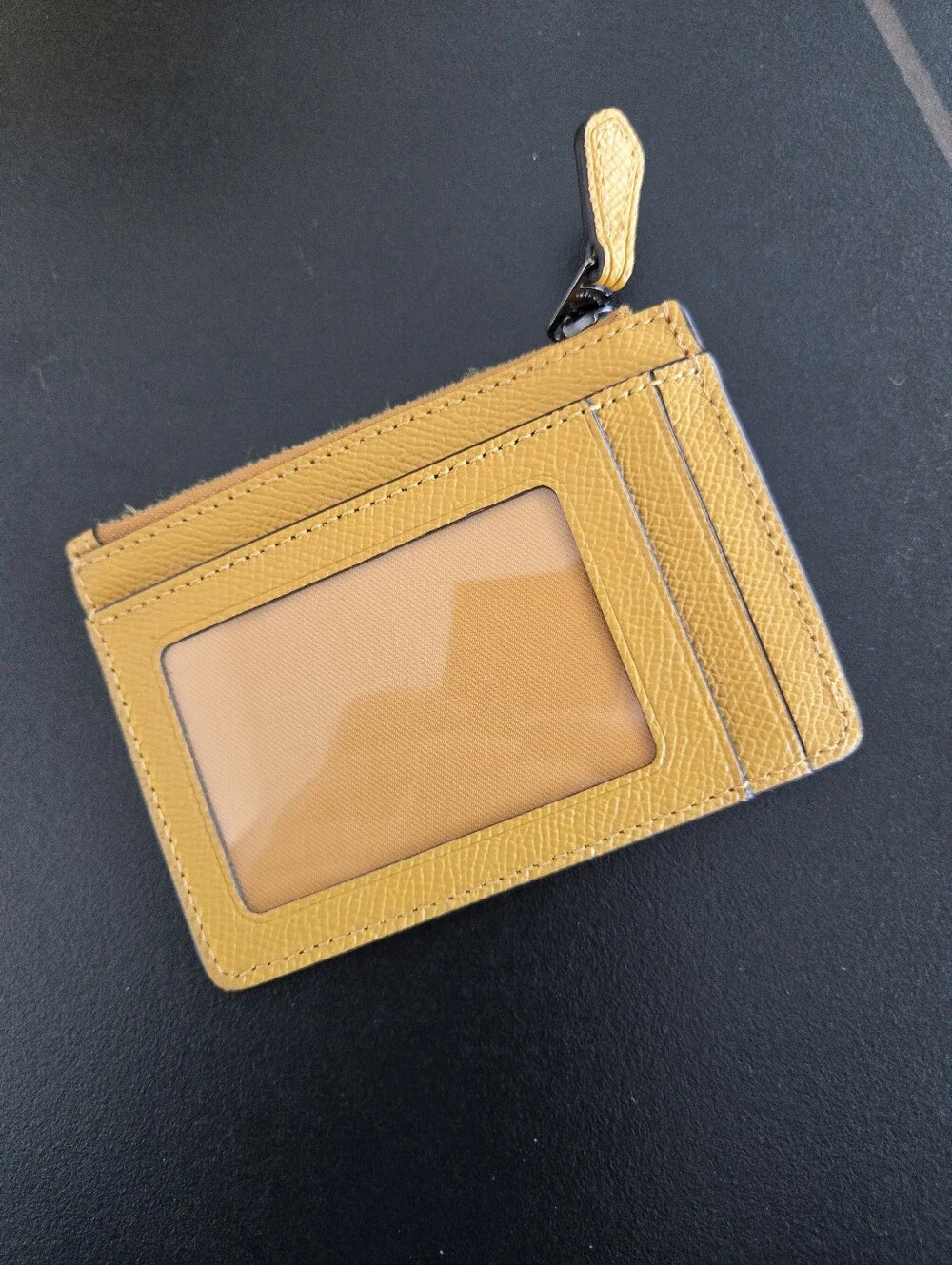 Coach Mustard Yellow Leather Zip Card Wallet